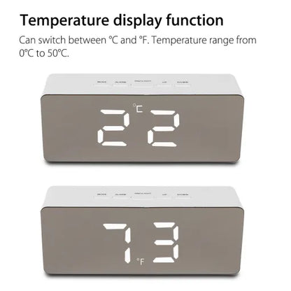 Digital Alarm Clock Smart Mirror Desktop Bedside Nightlight