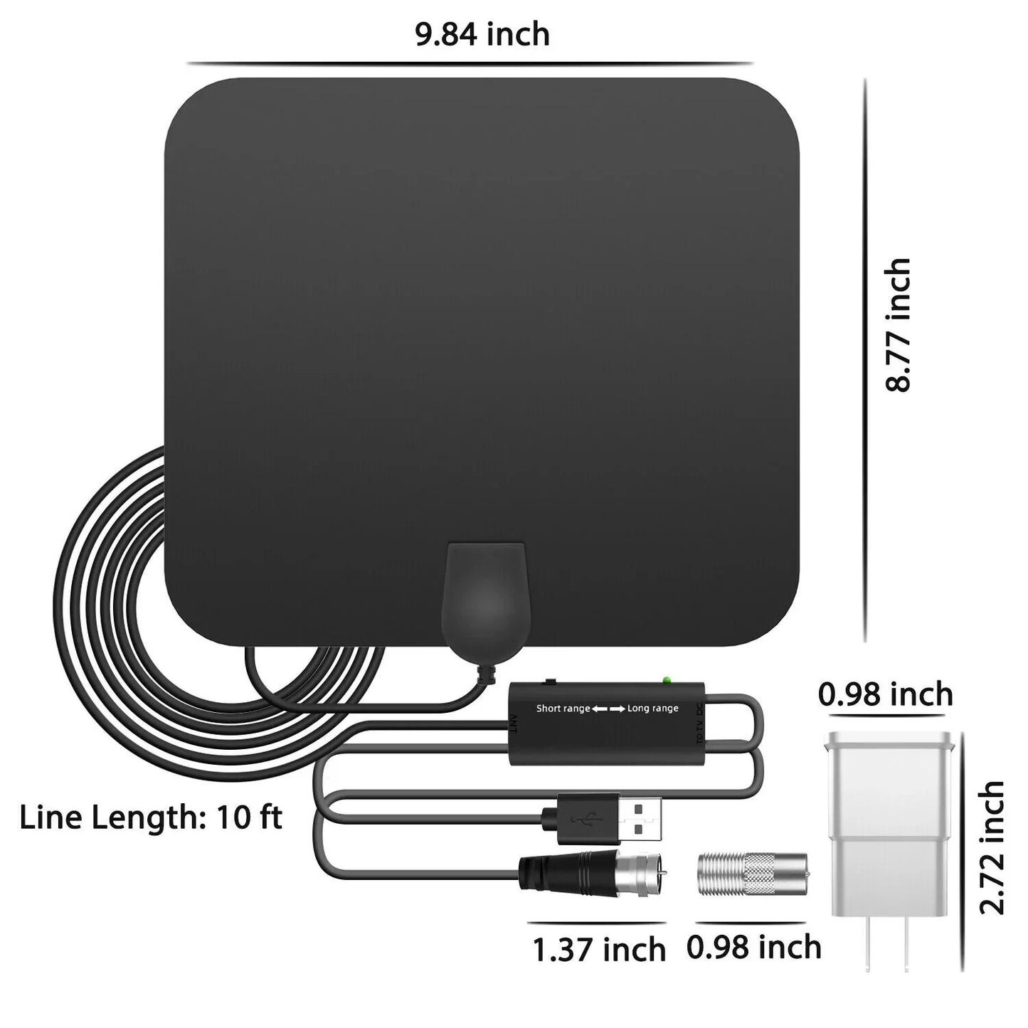 300 Miles Indoor Digital Amplified HDTV Antenna W/ Signal